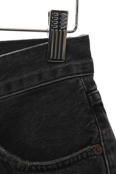 Agolde Women Cut-Off Black Cotton Button Shorts Size 24