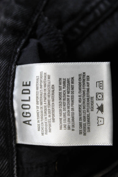 Agolde Women Cut-Off Black Cotton Button Shorts Size 24