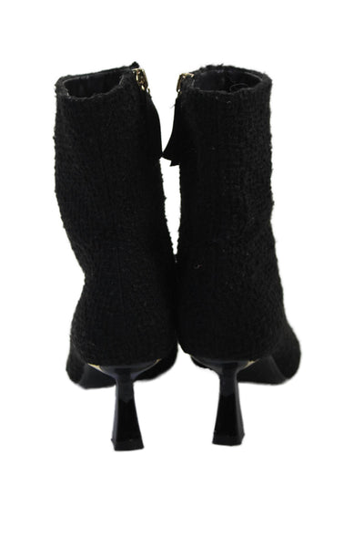 Zara Womens Woven Pointed Toe Heeled Ankle Boots Black Size 5