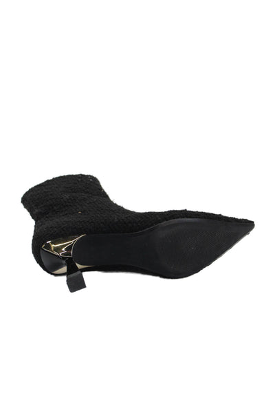 Zara Womens Woven Pointed Toe Heeled Ankle Boots Black Size 5