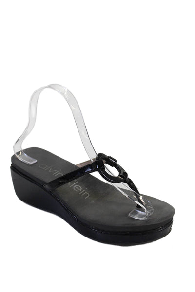 Calvin Klein Womens O Ring Detail Platform Sandals Black Size 7