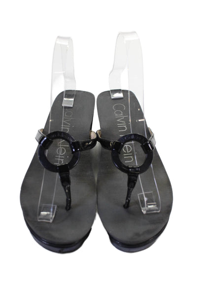 Calvin Klein Womens O Ring Detail Platform Sandals Black Size 7