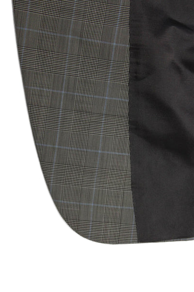 Hickey Freeman Mens Gray Wool Plaid Blazer Button Size 48