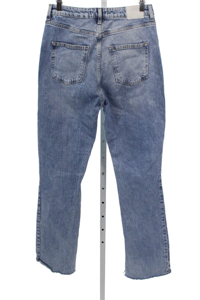 Zara Women Straight Jeans Blue Mid Rise Cotton Inseam 30 Size 6