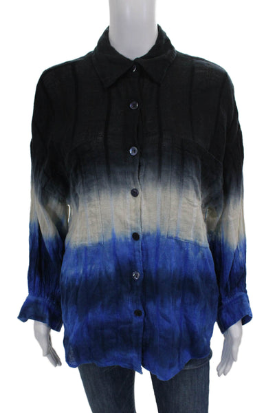 Zara Women Striped Cotton Button-Up Top Multicolor Long Sleeve Size XS