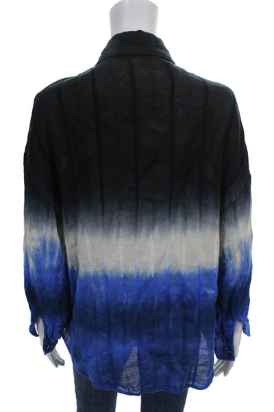 Zara Women Striped Cotton Button-Up Top Multicolor Long Sleeve Size XS