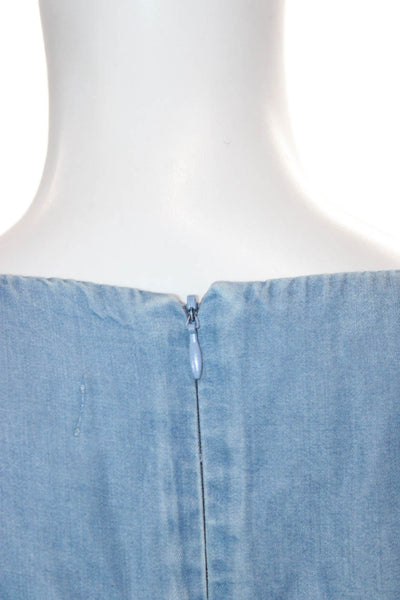 Zara Woman Women Blue Lyocell Boat Neck Sleeveless Shift Dress Size S