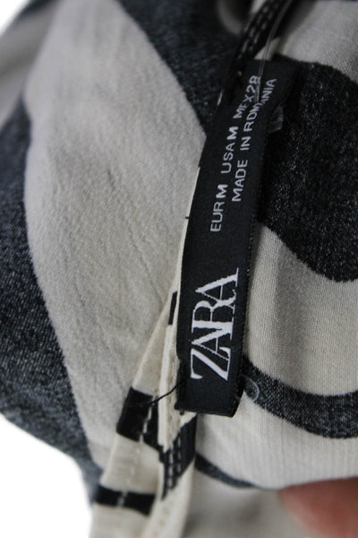 Zara Women Wrap Dress Black Animal Print V-Neck Long Sleeve Size M