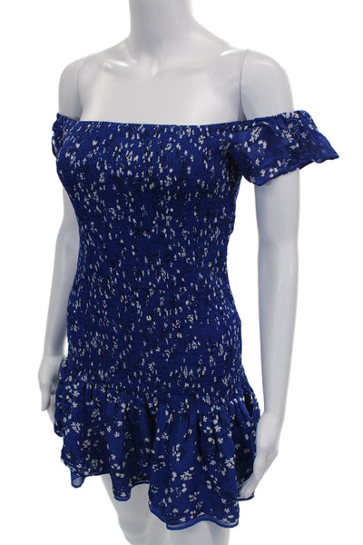 Zara Women Mini Off Shoulder Floral Short Sleeve Polyester Dress Size L