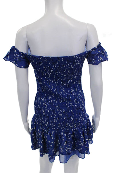 Zara Women Mini Off Shoulder Floral Short Sleeve Polyester Dress Size L