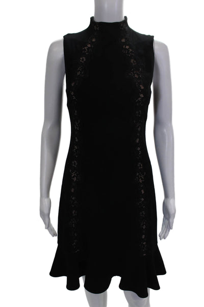 Rebecca Taylor Womens Sheath Dress Black Sleeveless High Neck Size 2