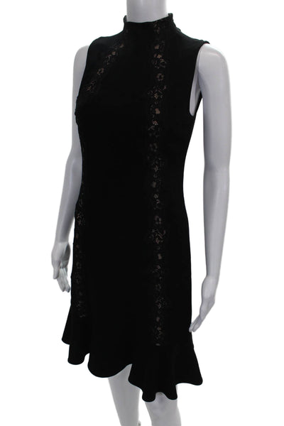 Rebecca Taylor Womens Sheath Dress Black Sleeveless High Neck Size 2