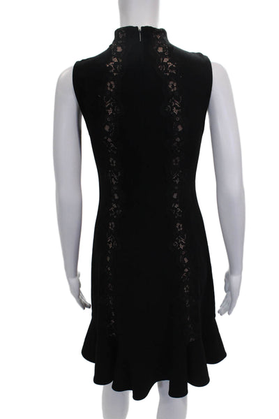 Rebecca Taylor Womens Sheath Dress Black Sleeveless High Neck Size 2