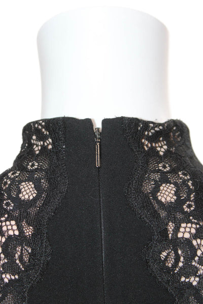 Rebecca Taylor Womens Sheath Dress Black Sleeveless High Neck Size 2