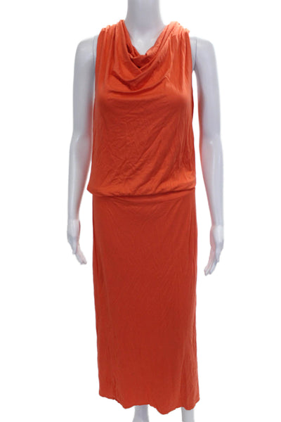Trina Turk Womens Maxi Dress Orange Cowl Neck Viscose Sleeveless Mid-Calf Size S
