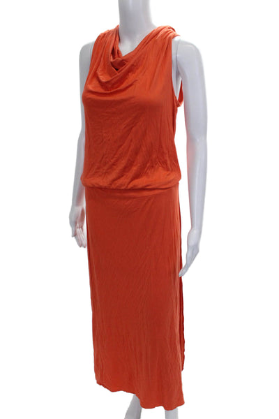 Trina Turk Womens Maxi Dress Orange Cowl Neck Viscose Sleeveless Mid-Calf Size S