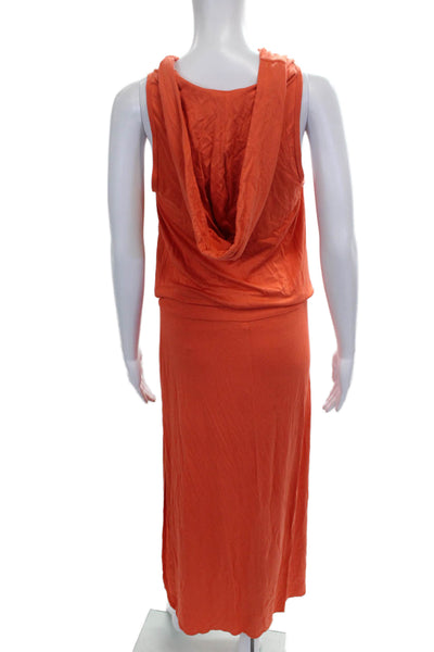 Trina Turk Womens Maxi Dress Orange Cowl Neck Viscose Sleeveless Mid-Calf Size S
