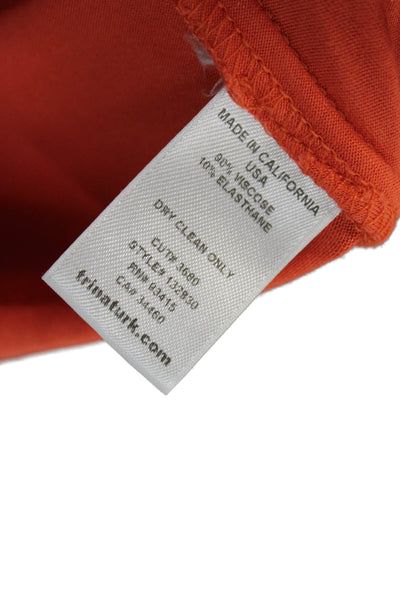 Trina Turk Womens Maxi Dress Orange Cowl Neck Viscose Sleeveless Mid-Calf Size S