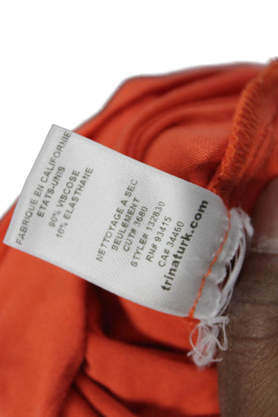Trina Turk Womens Maxi Dress Orange Cowl Neck Viscose Sleeveless Mid-Calf Size S