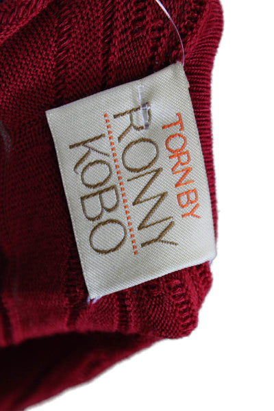 Torn by Ronny Kobo Womens Red Mermaid Dress Short Sleeve Round Neck Midi Size S
