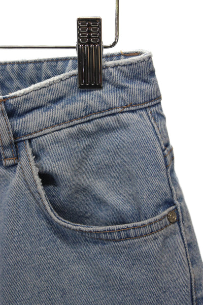 Zara Womens Mom Jeans Blue Mid-Rise Button 100% Cotton Size 28