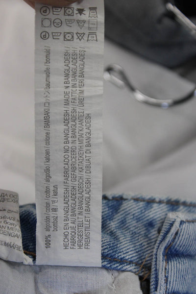 Zara Womens Mom Jeans Blue Mid-Rise Button 100% Cotton Size 28