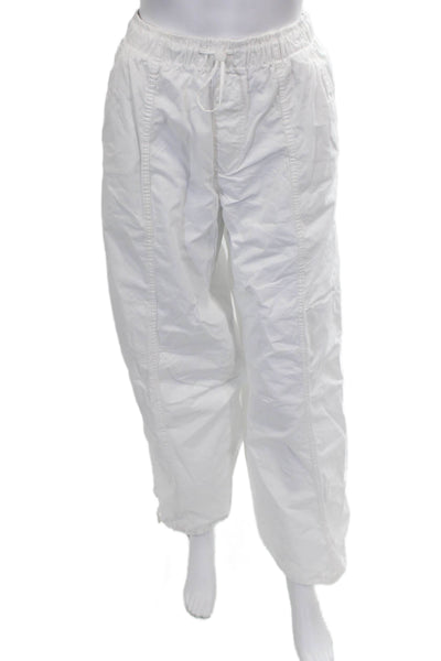 Zara Womens Jogger Pants White Cotton Drawstring Solid Spring Size S