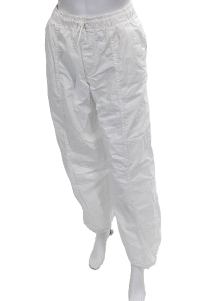 Zara Womens Jogger Pants White Cotton Drawstring Solid Spring Size S