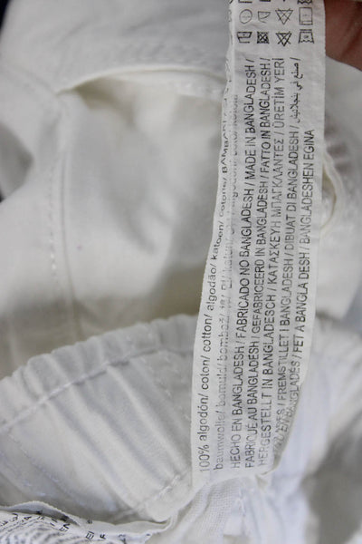 Zara Womens Jogger Pants White Cotton Drawstring Solid Spring Size S