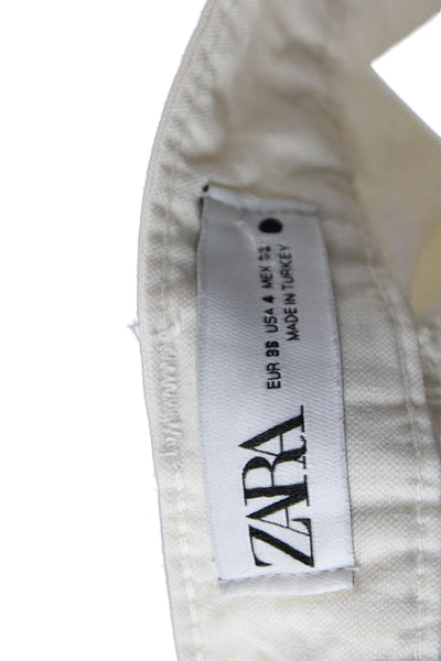 Zara Women Cargo Pants Ivory Cotton Button Size 27