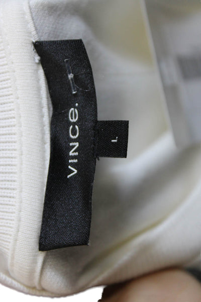 Vince Mens Henley T-Shirt White Cotton Long Sleeve Solid Size L