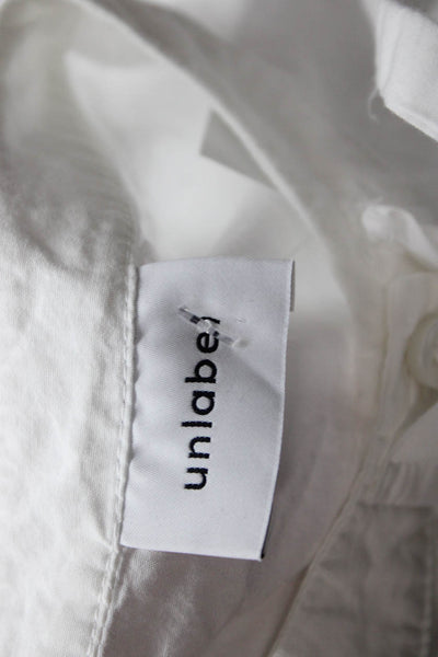 Unlabel Girls Short Sleeves Ruffle Half Button Tiered Dress White Size S