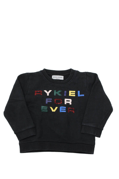 Sonia Rykiel Girls Round Neck Long Sleevess Graphic Sweatshirt Black Size 2Y