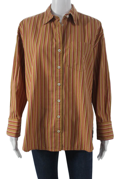 Maeve Anthropologie Womens Striped Collared Cotton Buttonup Top Size XS