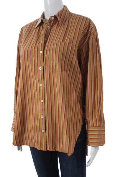 Maeve Anthropologie Womens Striped Collared Cotton Buttonup Top Size XS