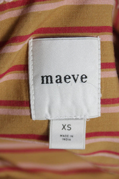 Maeve Anthropologie Womens Striped Collared Cotton Buttonup Top Size XS