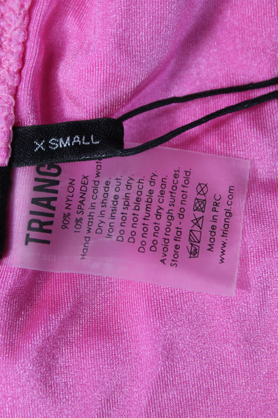 Triangl Women Swim Bottoms Pink Geometric Nylon Size XS