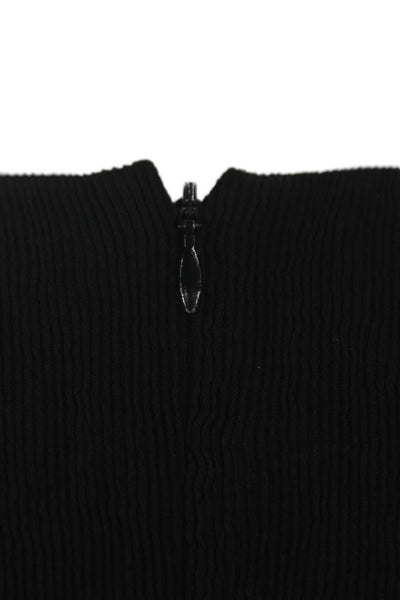 Club Monaco Women Black V Neck Jumpsuit Cold Shoulder Sleeve Zip Size 4