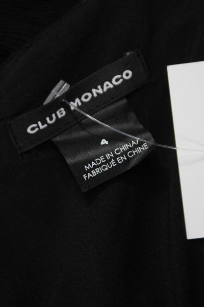 Club Monaco Women Black V Neck Jumpsuit Cold Shoulder Sleeve Zip Size 4
