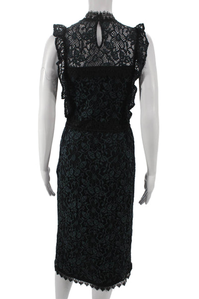 Zara Basic Women Sheath Dress Black Lace High Neck Sleeveless Long Size S