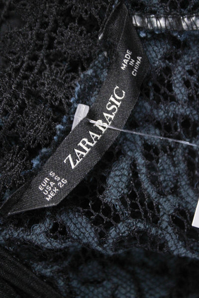 Zara Basic Women Sheath Dress Black Lace High Neck Sleeveless Long Size S