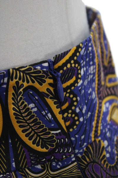 Tara Jarmon Womens A-Line Floral Cotton Long Skirt Blue Size 36
