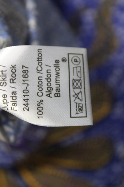 Tara Jarmon Womens A-Line Floral Cotton Long Skirt Blue Size 36