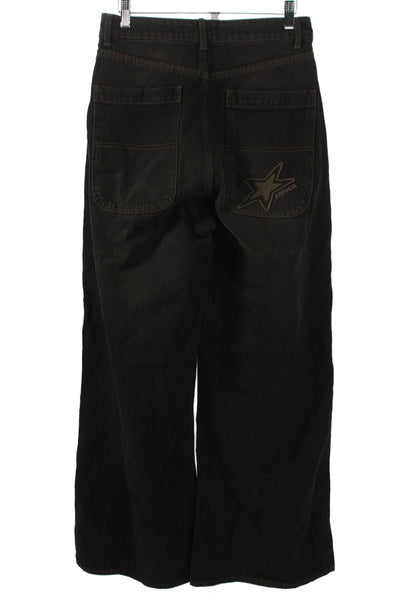 Minga London Women Wide-Leg Black Jeans Size 26