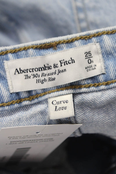Abercrombie & Fitch Women Mom Jeans Blue Mid Rise Button Inseam 30 Size 0