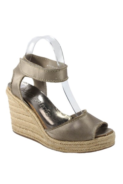 Pedro Garcia Women's Open Toe Ankle Strap Espadrille Wedge Sandals Tan Size 37.5