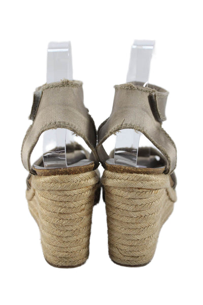 Pedro Garcia Women's Open Toe Ankle Strap Espadrille Wedge Sandals Tan Size 37.5