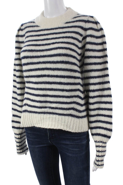 Eleven Six Women Pullover Alpaca Striped Crew Neck Long Sleeve Ivory Size S