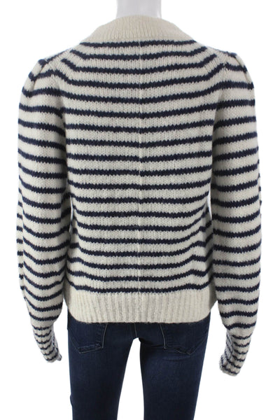 Eleven Six Women Pullover Alpaca Striped Crew Neck Long Sleeve Ivory Size S
