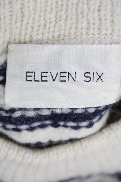 Eleven Six Women Pullover Alpaca Striped Crew Neck Long Sleeve Ivory Size S